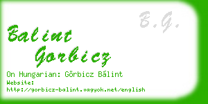 balint gorbicz business card