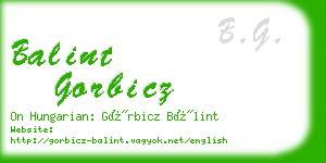 balint gorbicz business card